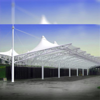 Design Moderno Tettoia in Tessuto PVDF con Struttura in Acciaio Tetto in Tessuto Tensile Impermeabile Resistente ai Raggi UV Ignifugo Resistente al Vento 120km/h