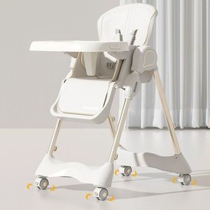Chaise haute pliable et portable pour bébés et enfants de 0 à 12 mois, chaise de repas multifonctionnelle avec plateau, réglable en hauteur - Product Image 1