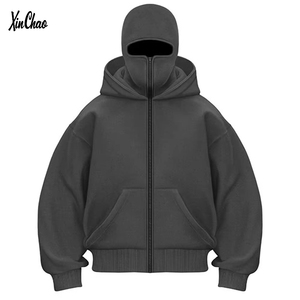 Hip Pop bán buôn biểu tượng tùy chỉnh Mutil màu DTG in Hoodies axit rửa trống Boxy dây kéo người đàn ông đồng bằng Hoodies - Product Image 5