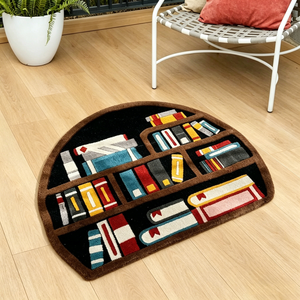 Tapis demi-rond tufté à la main <span class=keywords><strong>pour</strong></span> bibliothèque, motif <span class=keywords><strong>de</strong></span> <span class=keywords><strong>livre</strong></span> 3D, tapis <span class=keywords><strong>de</strong></span> sol doux et moelleux <span class=keywords><strong>pour</strong></span> les amateurs <span class=keywords><strong>de</strong></span> livres, décoration <span class=keywords><strong>pour</strong></span> bureau et chambre - Product Image 2