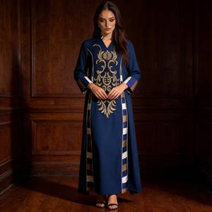 Nouvelle robe Abaya élégante en polyester patchwork pour femmes musulmanes, fournisseur en gros OEM personnalisé - Product Image 3