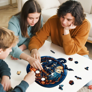 Puzzle d'horreur sur le thème de la chauve-souris, de la citrouille et de la maison hantée, motif personnalisé pour Halloween, pour la saison des carnavals, les boutiques de cadeaux et la décoration de vente au détail - Product Image 3