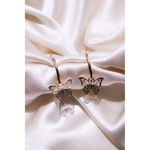 Pendientes de Aro con Mariposa en Oro Rosa para Mujer, Joyería de Moda en Aleación, Pendientes Chapados en Oro Rosa con Diseño Delicado - Product Image 5