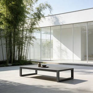 Table basse d'extérieur élégante avec structure en aluminium et plateau imperméable pour villas, jardins sur le toit, hôtels, salons <span class=keywords><strong>de</strong></span> piscine - Product Image 1