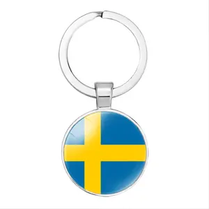 하이 퀄리티 스웨덴 국기 열쇠 고리 펜던트 시간 보석 펜던트 폭발 열쇠 고리 보석