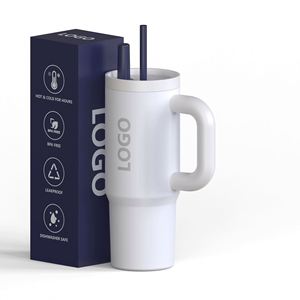 Gobelet de voyage personnalisé 40 oz pour voiture, vente chaude, tasse en acier inoxydable à double paroi avec poignée et paille, idéal pour un cadeau - Product Image 1