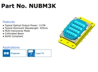 NUBM3K 117W puissance optique 445nm longueur d'onde diode laser bleue paquet MCP avec Rohs conforme pour projet Laser TV