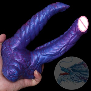 LUUK Silicone Animal Double <b>Dildo</b> with Sucker Sex Toys Blue Demon Lesbian Sexy Penis Anal Plug Cock Masturbator Adult 18 - Product Image 1