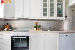 Gabinetes de Cocina Modernos de Diseño Importado, Acabado Brillante, Completamente en Roble Blanco, Diseño Inteligente de China con Isla - Product Image 3