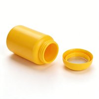 Pot en plastique HDPE de 60 ml, flacon rond jaune pour pilules, conteneur pour compléments alimentaires avec joint en aluminium pour l'emballage de capsules, de poudres et de comprimés
