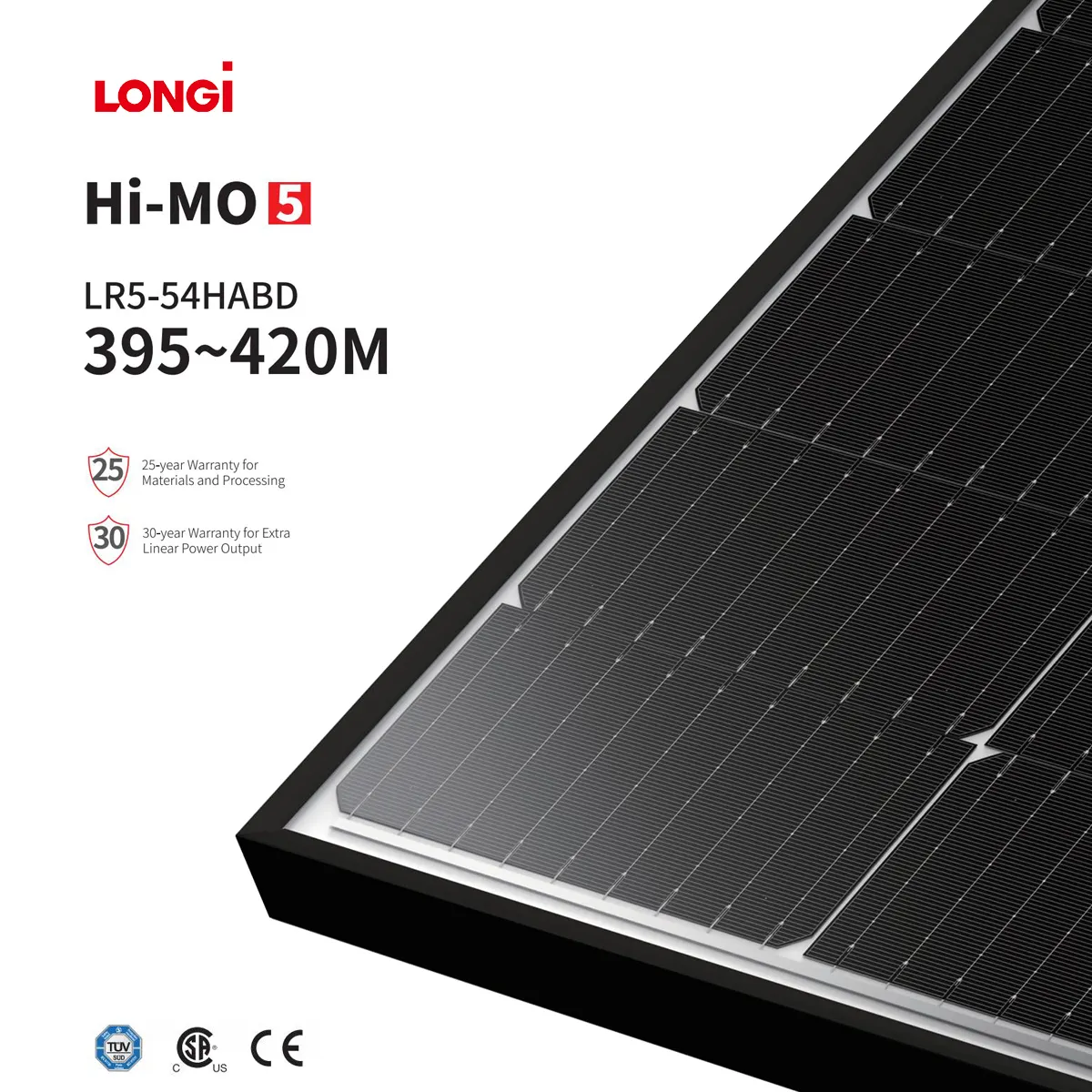 Longi Eu Stock Voll schwarzes mono kristallines Solarpanels ystem für zu Hause 400 w 410w 420w Photovoltaik-Solarmodul