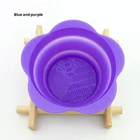 Bol de nettoyage pour pinceaux de maquillage en silicone en forme de fleur, tapis de lavage et séchage pliable tout-en-un pour éponge de maquillage et houppette, pour la maison