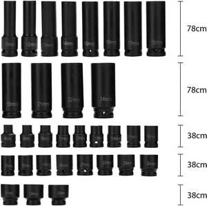 ชุดเครื่องมือซ่อมรถยนต์ 35 ชิ้น ขนาด 1/2 นิ้ว แบบมาตรฐานและแบบลึก ชุดเครื่องมือช่างสำหรับงานหนัก ชุดประแจหก<span class=keywords><strong>เ</strong></span>หลี่ยม ชุดบล็อกขันแบบกระแทก - Product Image 2