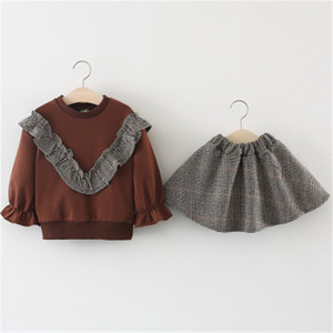 Autumn Clothing Sets for Baby Q <b>Mini</b> Indian Wrap Skirts Girls and Casual Shirt Import China Goods - Product Image 2