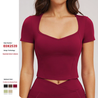 Haut de yoga sans couture en Spandex/Nylon pour femme, col large, coupe ajustée, idéal pour le sport et la course en extérieur