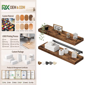 Étagère murale rustique en bois pour décoration, rangement, chambre, <span class=keywords><strong>cuisine</strong></span>, cadre photo, étagères flottantes pour mur - Product Image 2