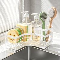 Support de rangement triangulaire auto-drainant à 90 degrés pour évier, éponge et brosse à vaisselle