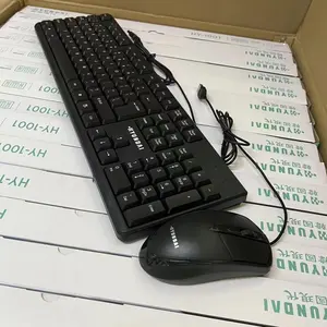 Acessórios de computador por atacado mouse com teclado óptico com fio barato personalizado para jogos para uso comercial e de jogos