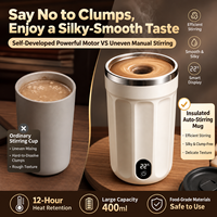Commande Directe, Nouvelle Tasse Mélangeuse Électrique 2026 avec Affichage de Température, en Acier Inoxydable 316, Mug à Café Rechargeable Automatique