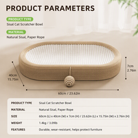 Grattoir à chat en sisal, panier ovale, lit intégré, jouet durable pour aiguiser les griffes pour chats d'intérieur