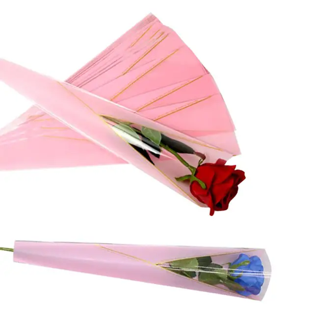 Klarer kunden spezifischer Druck Neues Design Opp Bag Bouquet Single Rose DIY Geschenk verpackung Blumen hülle