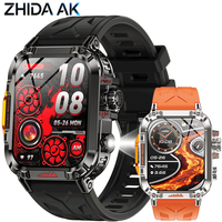 KR100 Outdoor Smartwatch für Herren 1200mAh Akku 2,01 Zoll HD-Bildschirm BT-Anruf LED-Taschenlampe 1ATM Wasserdicht 107 Sportmodi OEM