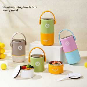 580ml 820ml 304 Stainless Steel <b>Double</b> <b>Wall</b> Insulated Leakproof Bento <b>Box</b> Portable Food Container for Student Office - Product Image 1