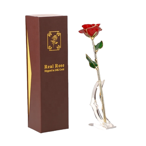 Rosa de Papel Metálico Dorado Hecha a Mano con Flores Rojas de Kelin, Decoración Realista para Interiores/Exteriores, Regalo de Año Nuevo - Product Image 4