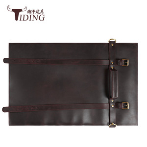 Tiding Genuine Leather Knife Roll 7pcs Capacity Dark Brown Chef's <b>Tool</b> <b>Storage</b> Bag Outdoor Camping Use - Product Image 5