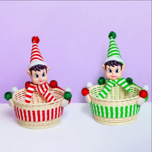 Panier à bonbons de Noël en forme d'elfe, ornement de bureau, panier de rangement de Noël pour enfants, panier à collations pour fête, décoration de vacances - Product Image 1