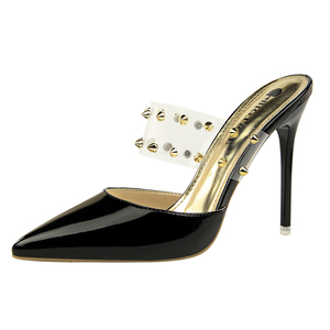 86-15 donne di modo <span class=keywords><strong>con</strong></span> la metà trascinare <span class=keywords><strong>tacco</strong></span> sottile <span class=keywords><strong>con</strong></span> alta superficiale di apertura trasparente parola <span class=keywords><strong>con</strong></span> rivetti in metallo <span class=keywords><strong>pantofole</strong></span> - Product Image 5