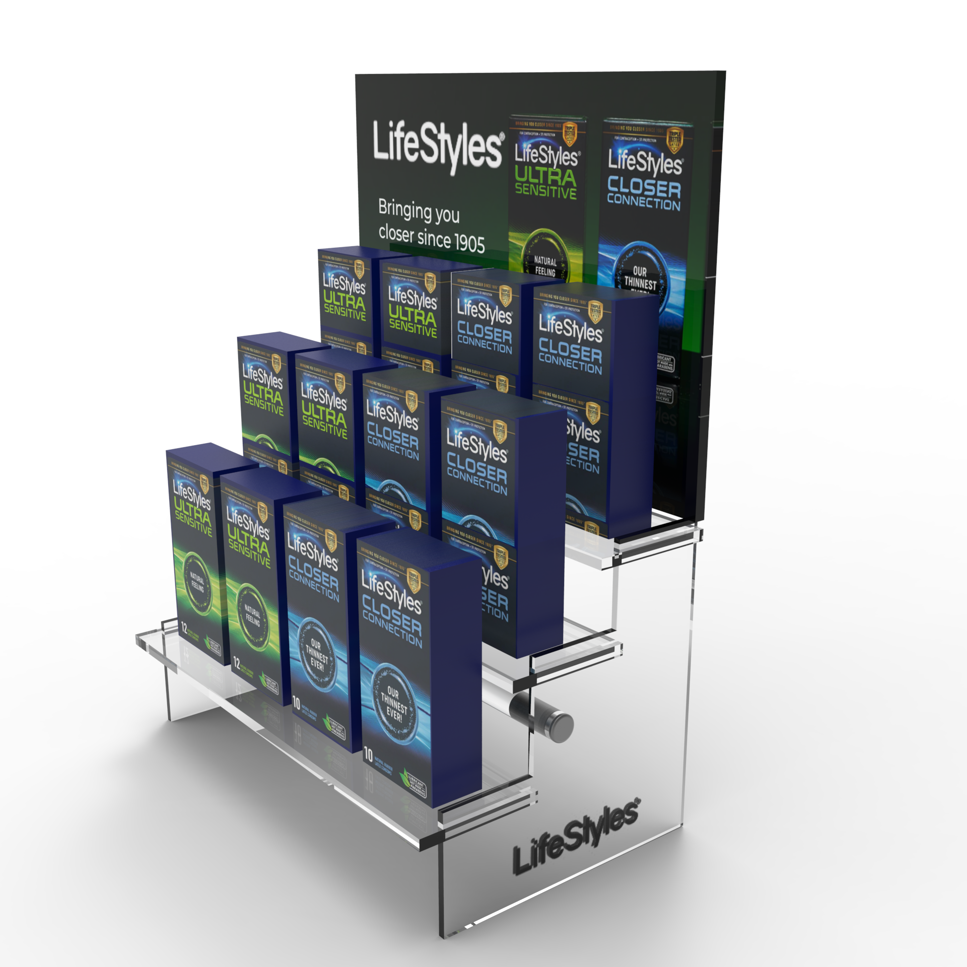 Apache Modern Customizable Acrylic Condom Pallet Display Stand with Carton Packaging for Retail Supermarkets — view 1