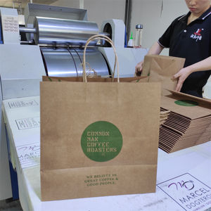 <span class=keywords><strong>KM</strong></span> impreso personalizado ecológico desechable para llevar comida rápida bolsa de papel Kraft marrón y caja de papel para embalaje de alimentos - Product Image 3