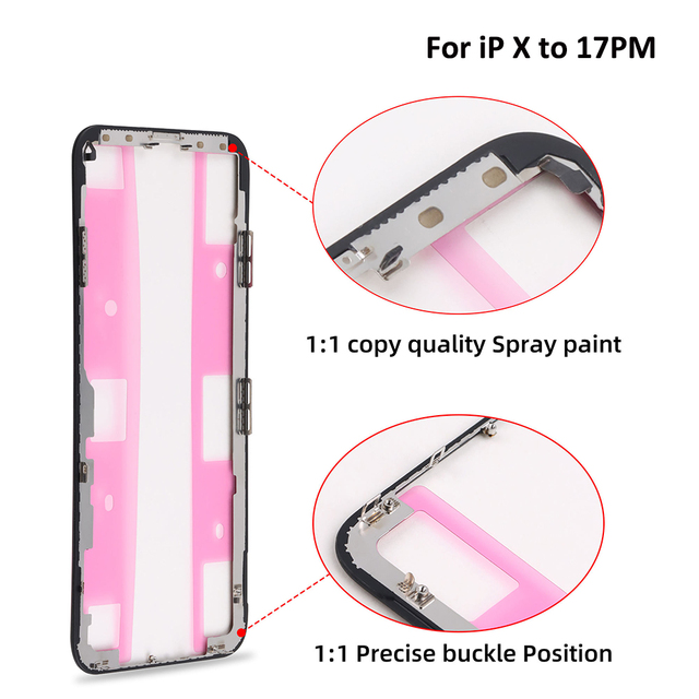 Novecel 10pcs OEM Middle Bezel Back Frame Plate for iPhone 17 16 15 12 13 14 Pro Max Plus LCD Screen Replacement Repair Parts
