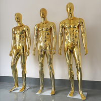 Mannequin Homme de Vitrine, Mannequin de Sport Masculin Musclé Doré Chromé Miroir, Mannequin Corps Entier pour Présentoir de Magasin de Vêtements