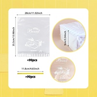 Sacs d'emballage pour pain de 11''x14'' avec soufflet de fond et attaches, en cellophane transparent imprimé « Pain fait avec amour »