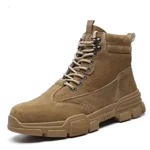 Leather Rubber Sole Mens Boots Hiking Boots Brand Safety Shoes