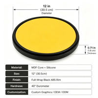 Pad de pratique en silicone de 12 pouces, 40 duromètres, ultra silencieux, prix de gros pour les revendeurs d'instruments et les magasins d'accessoires