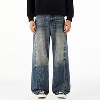 Nouveaux Jeans Tie-Dye Effet Vieilli et Fluide pour Hommes - Pantalons Longs Vintage de Haute Qualité, Coupe Ample, Délavés à l'Eau, Style Queue de Chat, Jambes Larges