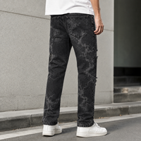 Jeans personnalisés déchirés avec imprimé graphique éclair, patchwork et effet usé pour un style urbain et un usage quotidien