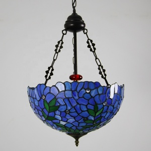 LongHuiJing High End Quality Stained Glass for Pendant <b>Lights</b> 3 16Inch Wide Vintage Style Inverted <b>LED</b> <b>Ceiling</b> Hanging Lamp - Product Image 5