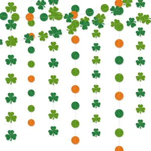 闪光三叶草花环圣帕特里克节装饰品春季派对花环爱尔兰婴儿淋浴装饰