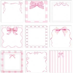 Juego de Blocs de Notas con Diseño de Lazo Rosa, Rayas y Cuadros, Autoadhesivos, para Oficina y Uso Diario - Product Image 6