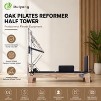 Reformer Pilates en chêne avec tour semi-Cadillac réglable pour studio professionnel et salle de sport