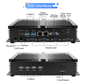Computadora Industrial Integrada, 4xRs232 COM, <span class=keywords><strong>Core</strong></span> I5 3317U, <span class=keywords><strong>Celeron</strong></span> <span class=keywords><strong>1037U</strong></span>, Doble Lan, HD VGA, Mini PC de Escritorio para Negocios y Oficina, Win10, Wifi - Product Image 1