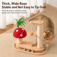 Griffoir pour chat en sisal durable et sans peluches, avec structure d'escalade, plateforme rotative et jouet interactif tout-en-un