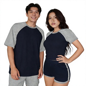 Women's Couple Loungewear Set Solid Color 100% Cotton Jersey Short Sleeve Top Elastic Waist Shorts Loose Breathable Eco-friendly - Product Image 1