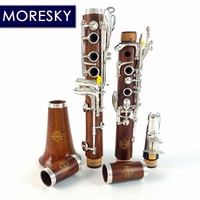 MORESKY Professional Bb Clarinet Mopane Rosewood Body Nickel Silver Surface Silver Plated Keys 17-Key Customizable Model M12