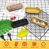 Paquet UE de tasses à pâtisserie rectangulaires jetables de couleur personnalisée 6.8oz mini moules à pain couvercles noir or feuille d'aluminium moules à muffins conteneur