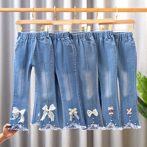 <span class=keywords><strong>Pantaloni</strong></span> a Zampa Casual da <span class=keywords><strong>Bambina</strong></span> all'Ingrosso, <span class=keywords><strong>Jeans</strong></span> Larghi in Denim con Vita Elasticizzata per Ragazze - Product Image 2